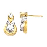 14K Two-Tone Gold Diamond Earrings - 0.50 Ct.