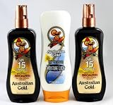 2 x Australian Gold SPF 15 + BRONZER 237ml FREE Moisture Lock