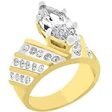 Bold and Beautiful Marquise Cut Anniversary Ring in Sizes 5-10 with 6 Total CZ Carat Weight in Two Tone