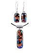 Pendant and Earrings Set - XS-42 - Genuine Handmade Dichroic Glass ~ All Findings and Earring wires are made of .925 Sterling Silver
