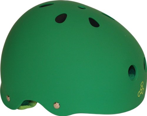Triple 8 Brainsaver Rubber Kelly Green Junior Skateboard Helmet with Sweatsaver Liner