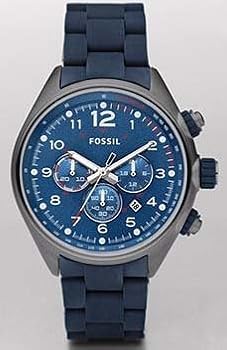 Fossil #CH2728 Men's Blue Silicone Band Flight Chronograph Watch