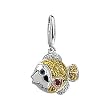 14K White Gold Sapphire and Diamond Fish Charm/Pendant
