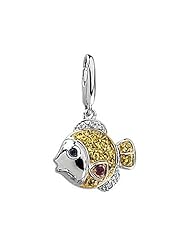 14K White Gold Sapphire and Diamond Fish Charm/Pendant -- LIFETIME WARRANTY