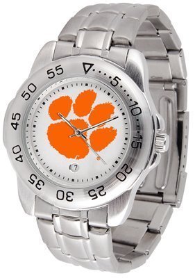 Clemson Tigers Suntime Mens Sports Watch w/ Steel Band - NCAA College Athletics