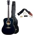 Full Size Acoustic Guitar with Free Carrying Bag and Accessories - Black