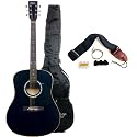 Full Size Acoustic Guitar with Free Carrying Bag and Accessories - Black