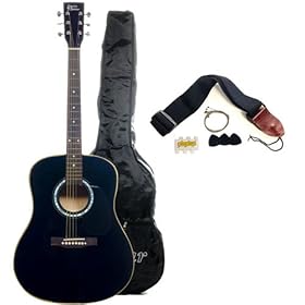 Full Size Acoustic Guitar with Free Carrying Bag and Accessories - Black
