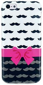 Bowknot & Mustache Soft IMD TPU Cover for iphone 5C