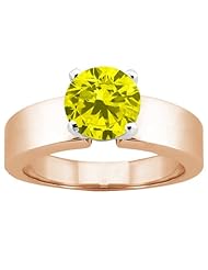 0.80 Ct Round Canary SI1/SI2 Diamond 18K Rose Gold Ring