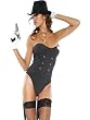 Sale SeXy Gangster Glam Pinstriped Teddy Bodysuit Tails White Gloves Included