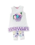 Mud Pie Baby Buds Tunic And Legging Set, Purple, 2-3T