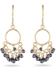 6.05 Cts Black Diamond Briolette Earrings in 18K Yellow Gold