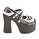 4 1/2 Inch Cute Goth Mary Jane Shoe With Scalloped Trim Mid Platform Black / Red Demonia 41tWYN5orSL. SL160 4 1/2 Inch Cute Goth Mary Jane Shoe With Scalloped Trim Mid Platform Black / Red Demonia