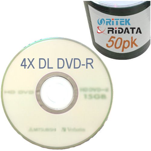 Ritek RiData 4X DVD-R dual layer logo In 25pc-cakebox - 50 Pack