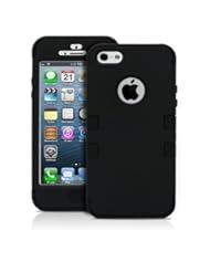 Wireless: iPhone 5 Case, MagicMobile? Hybrid Impact Two Layers of Protection Hard Plastic and Soft Silicone Case [Black - Black] w/ Charm - MagicMobile