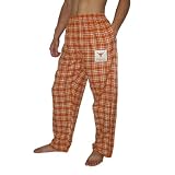 Mens NCAA Texas Longhorns Plaid Cotton Thermal Sleepwear / Pajama Pants - Yellow & White (Size: XL)