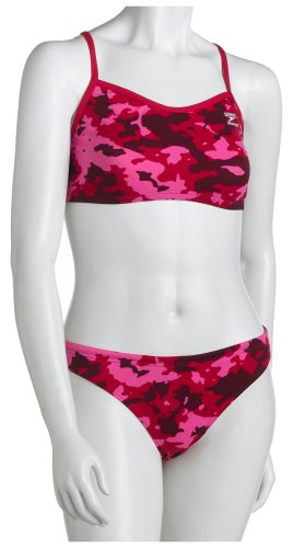 Speedo Women's Race Endurance+ Polyester Camo Overall Print V-Back Two Piece Swimsuit