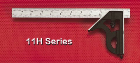 Starrett 11H-6-4R 6-Inch Combination Square with Cast Iron Head and Black Wrinkle Finish
