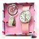 Reflex Girls Pink Heart Watch With Matching Crystal Set Keyring In Presentation Gift Box