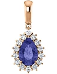 14K Rose Gold 9.00x6.00mm Pear Cut Tanzanite and Diamond Pendant -- LIFETIME WARRANTY