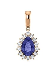 10K Rose Gold 9.00x6.00mm Pear Cut Tanzanite and Diamond Pendant -- LIFETIME WARRANTY