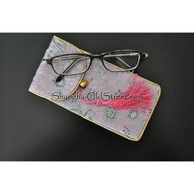 Click here to buy Beautiful Silk Brocade Eyeglass Sunglass Pouch Glasses Protect Bag - Purple with Pattern by Shanghai Old Street.
