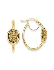 Druzy Oval Hoop Earrings in 14K Yellow Gold, 25mm (1")