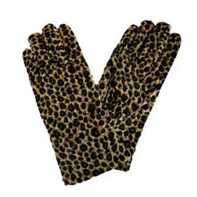 Leopard Black & Tan Plush Stretchy Warm Gloves