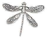 Sterling Silver Antiqued Dragonfly Pin with Detailed Wings