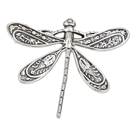 STERLING SILVER ANTIQUED DRAGONFLY PIN WITH DETAILED WINGS