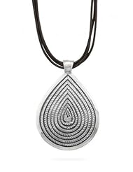 MMA Silver - 16 inch+1.5 inchExtension Triple Strand Leather Necklace and Oxidized Pendant