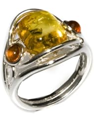 Sterling Silver Multi-Color Amber Designer Ring