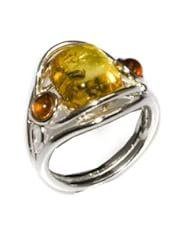 Sterling Silver Multi-Color Amber Designer Ring