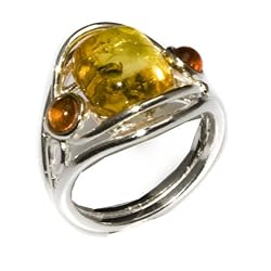 Sterling Silver Multi-Color Amber Designer Ring Sterling Silver Multi-Color Amber Designer Ring
