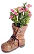 Dollhouse Miniature Pink Floral Arrangement in an Old Shoe