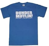 Royal Blue THE OFFICE Dunder Mifflin Paper Company Distressed Logo Mens T Shirt