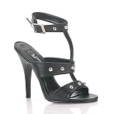 SummitFashions - SEDUCE 5 Inch Sexy Black Shoes High Heel Shoes Tri-Band Straps With Metal Stud Detail Black Leather Pleaser CLEARANCE