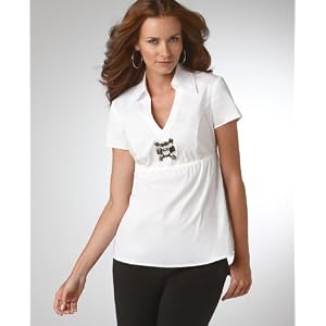 Buy Alfani Top, Short Sleeve Embellished Empire Waist by Alfani