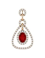 10K Rose Gold 7.00x5.00mm Oval Cut Ruby and Diamond Tear Drop-Style Articulated Pendant -- LIFETIME WARRANTY