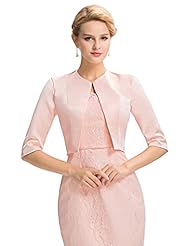 Elbow Length Sleeves Beaded Lace Sequined Satin Mother-of-the-Bride Dress 