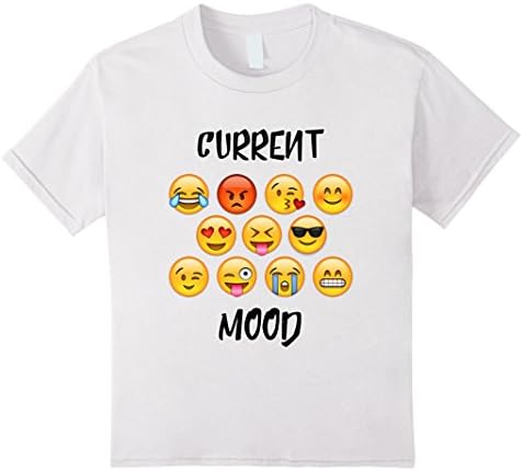 Kids Emoji Current Mood Love Cool Wink Kiss Funny T-Shirt Top 8 White