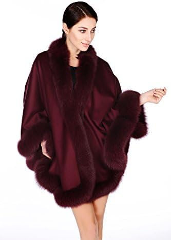 Volare New York Cashmere Shawl with Fox Fur Trim