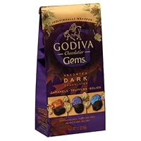 Godiva Chocolatier Gems Assorted Dark Chocolates Bag, 3.1-ounces (Pack of 4)