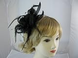 Pretty Black Silky Rose, Net Loops, Beads Fascinator on comb. Ideal Wedding, Ladies day, Ascot, Derby.