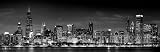 Chicago Skyline NIGHT Black & White B&W BW 12 inches x 36 inches Photographic Panorama Poster Print Photo Picture Standard Size