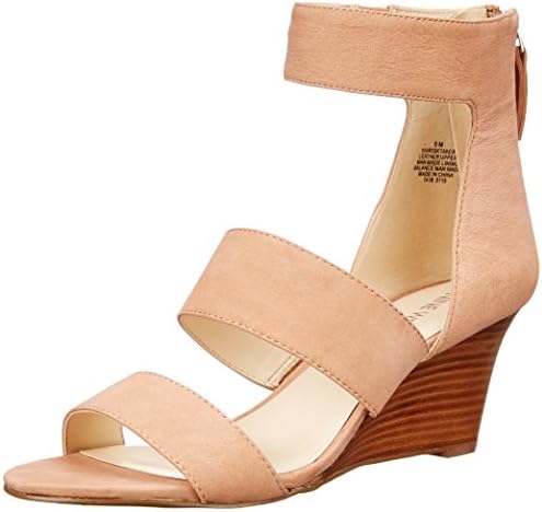 Nine West Women's Risktaker Nubuck Wedge Sandal, Natural, 9 M US