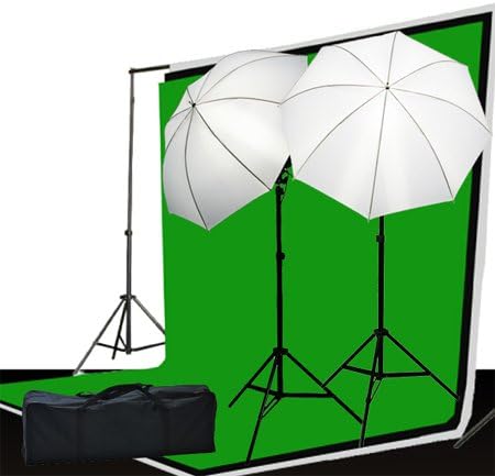 FancierstudioVideo and Photography Lighting Kit - 3 Muslin Backdrop Background Lighting Stand and Lighting Kit - (LS69BWG)