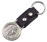 Produkt-Bild: *Schl&uuml;sselanh&auml;nger St. Christophorus mit Schl&uuml;sselring silber/ schwarz - Echt Leder! L&auml;nge 10cm