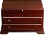 The Federal Dark Walnut Footed Silverware / Flatware Chest with Two Drawers by Wallace Silversmiths